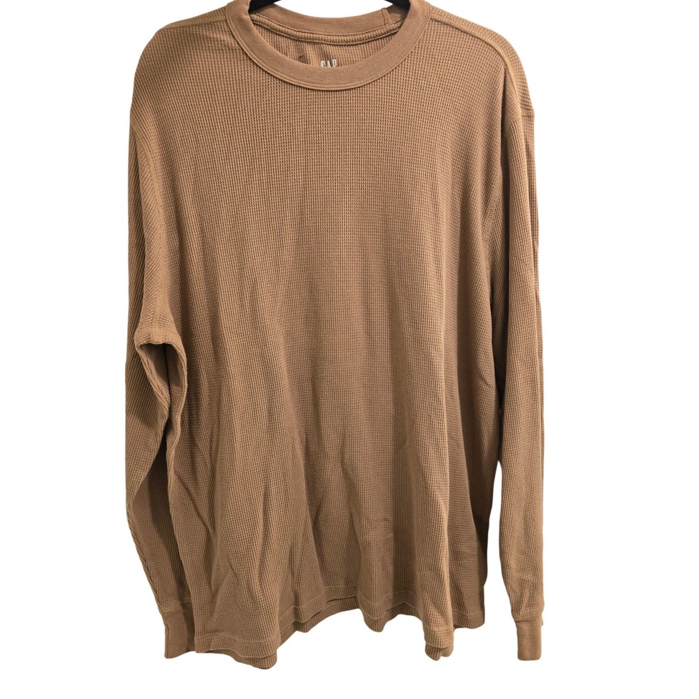 GAP XXL Brown Waffle Knit Thermal Crewneck Gorpcore Y2K Preppy Workwear  Outdoor